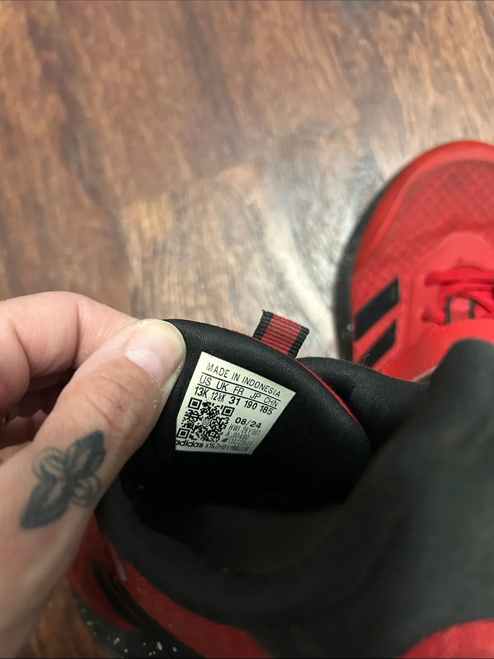 adidas Kids Red and Black Velcro Lace Sneakers